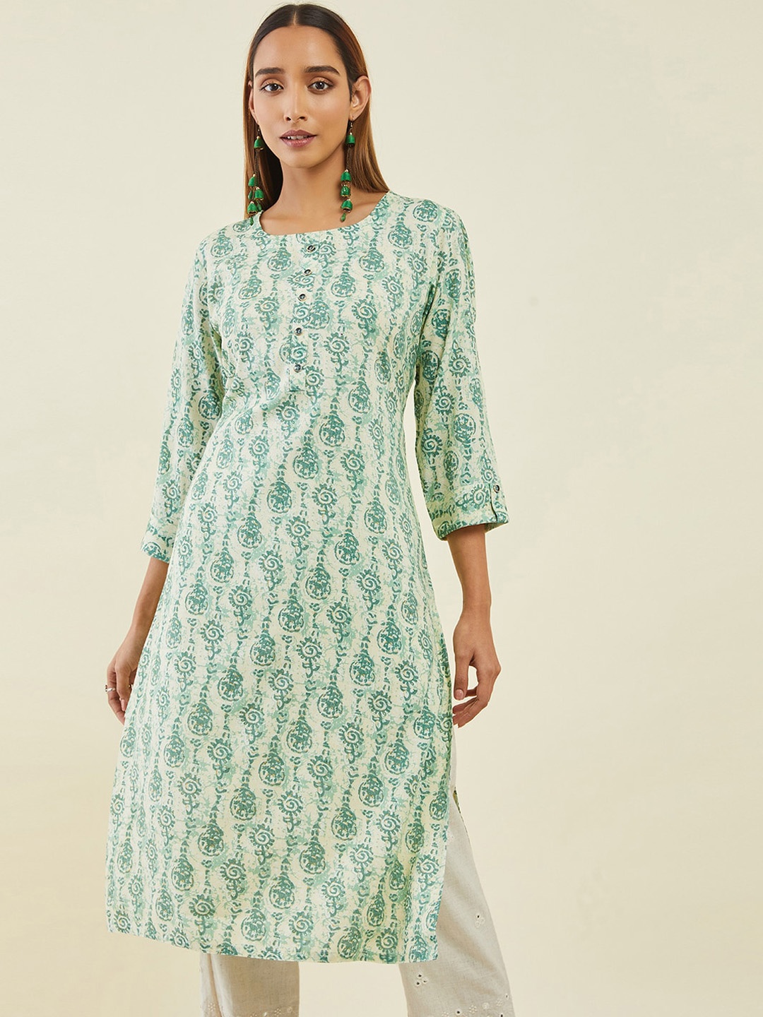 

Soch Women Ethnic Motifs Printed Indie Prints Kurta, Green