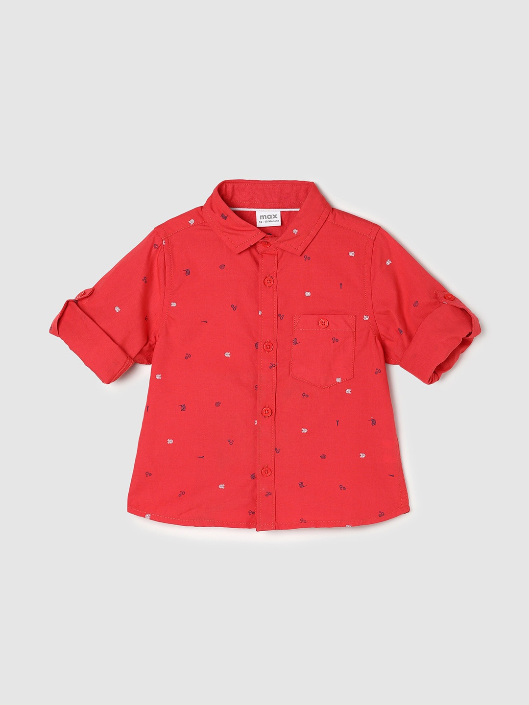 

max Boys Micro Printed Casual Cotton Shirt, Red