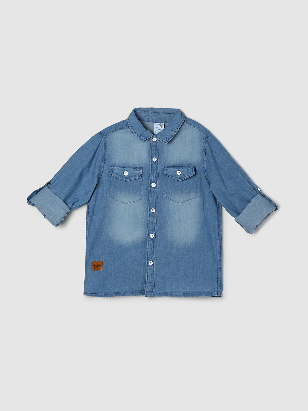 

max Boys Faded Casual Pure Cotton Shirt, Blue