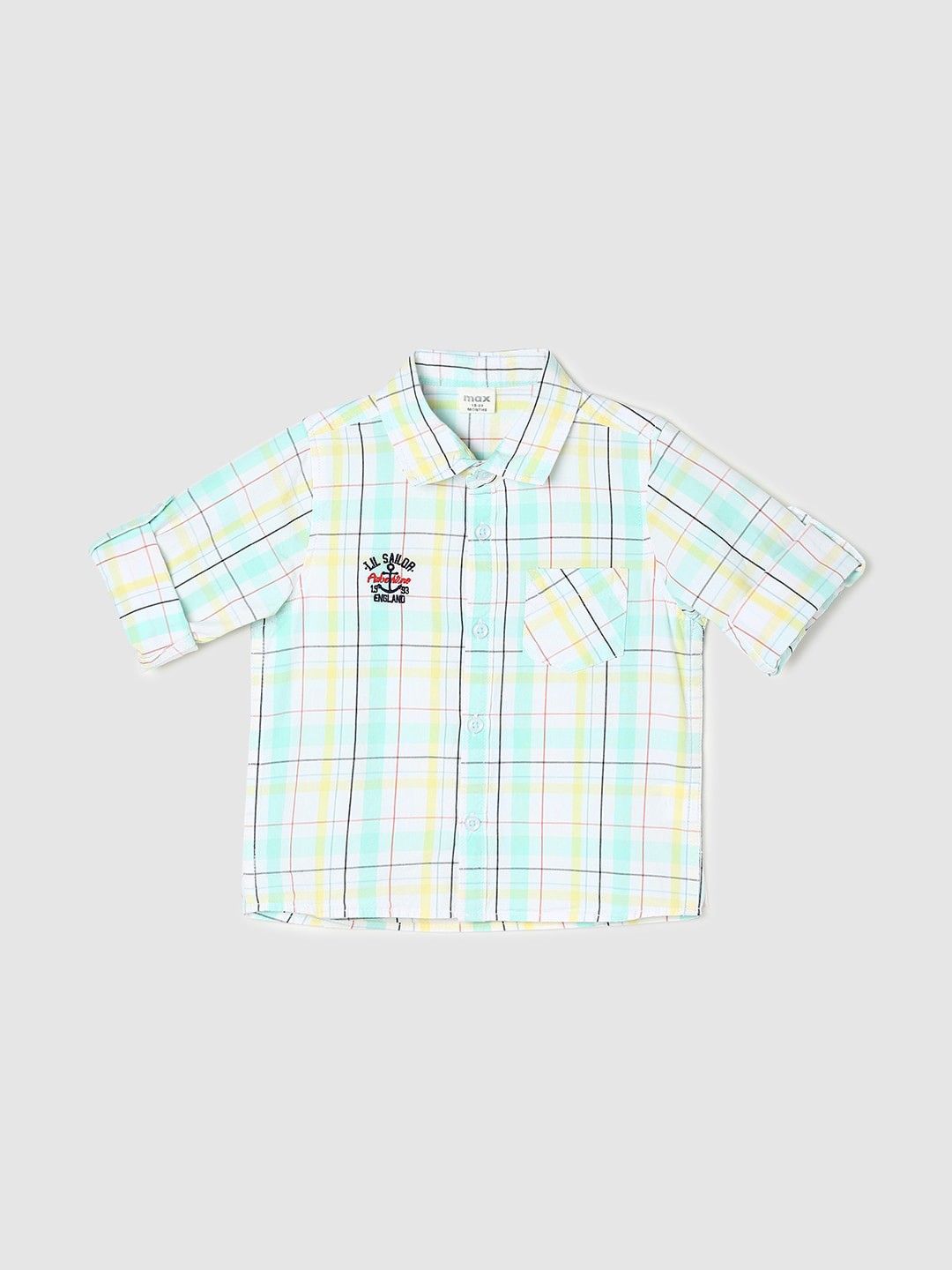 

max Boys Checked Casual Pure Cotton Shirt, White