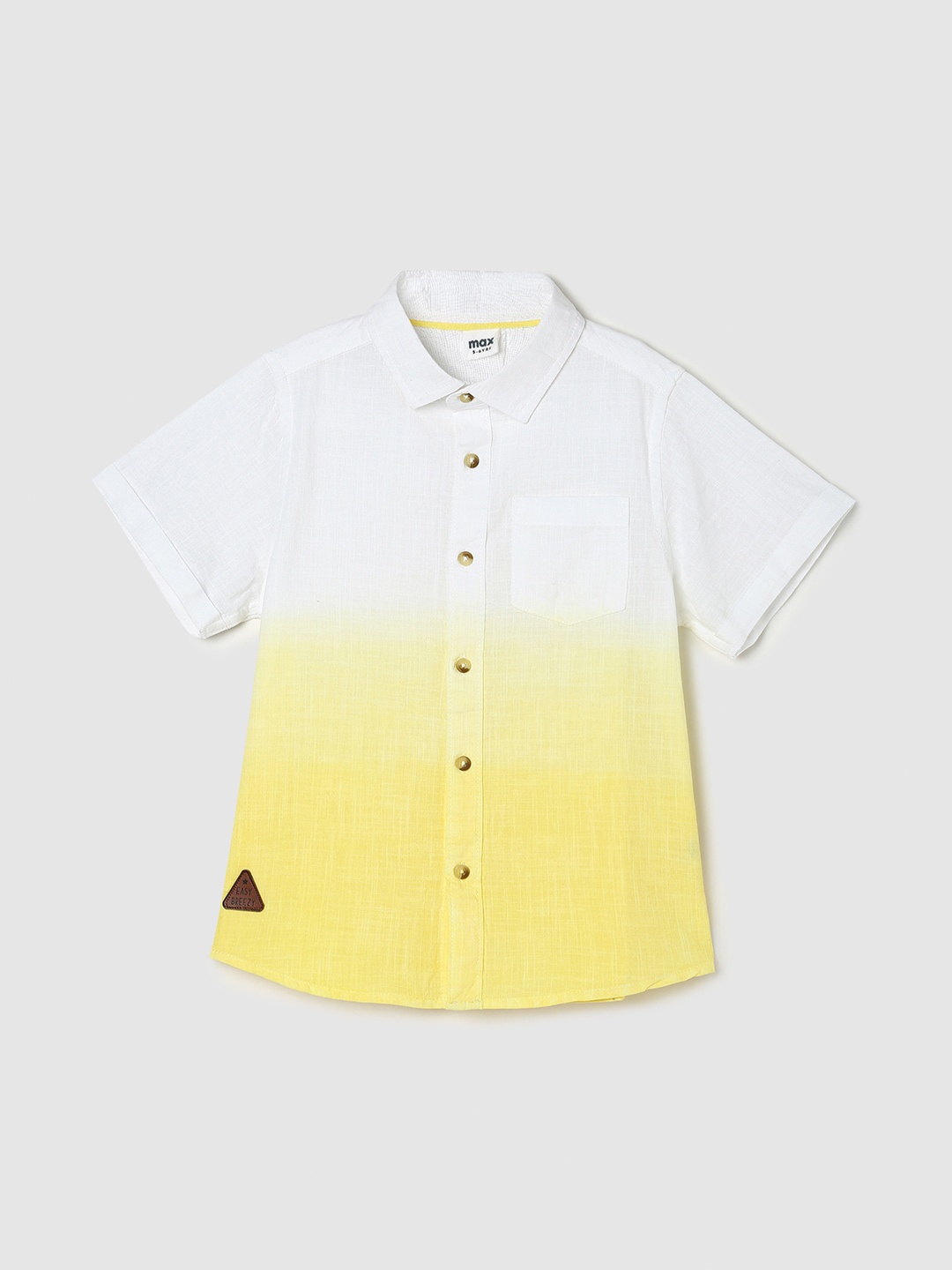 

max Boys Colourblocked Casual Pure Cotton Shirt, Yellow