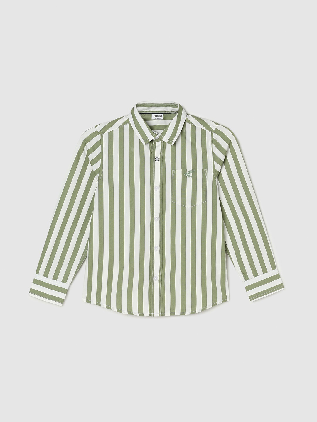 

max Boys Striped Casual Pure Cotton Shirt, Green