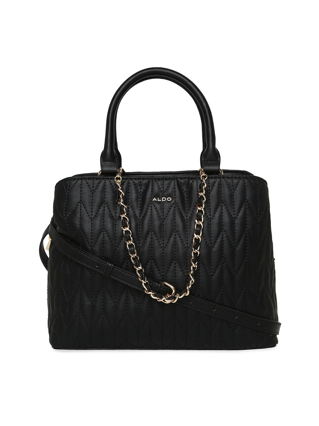 

ALDO Textured Structured Handheld Bag with Quilted, Black