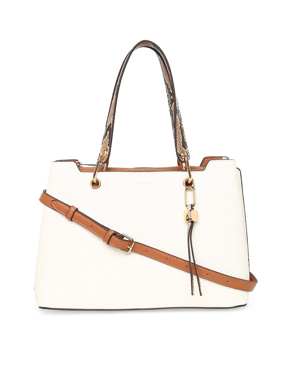 

ALDO Structured Handheld Bag with Tasselled, Beige