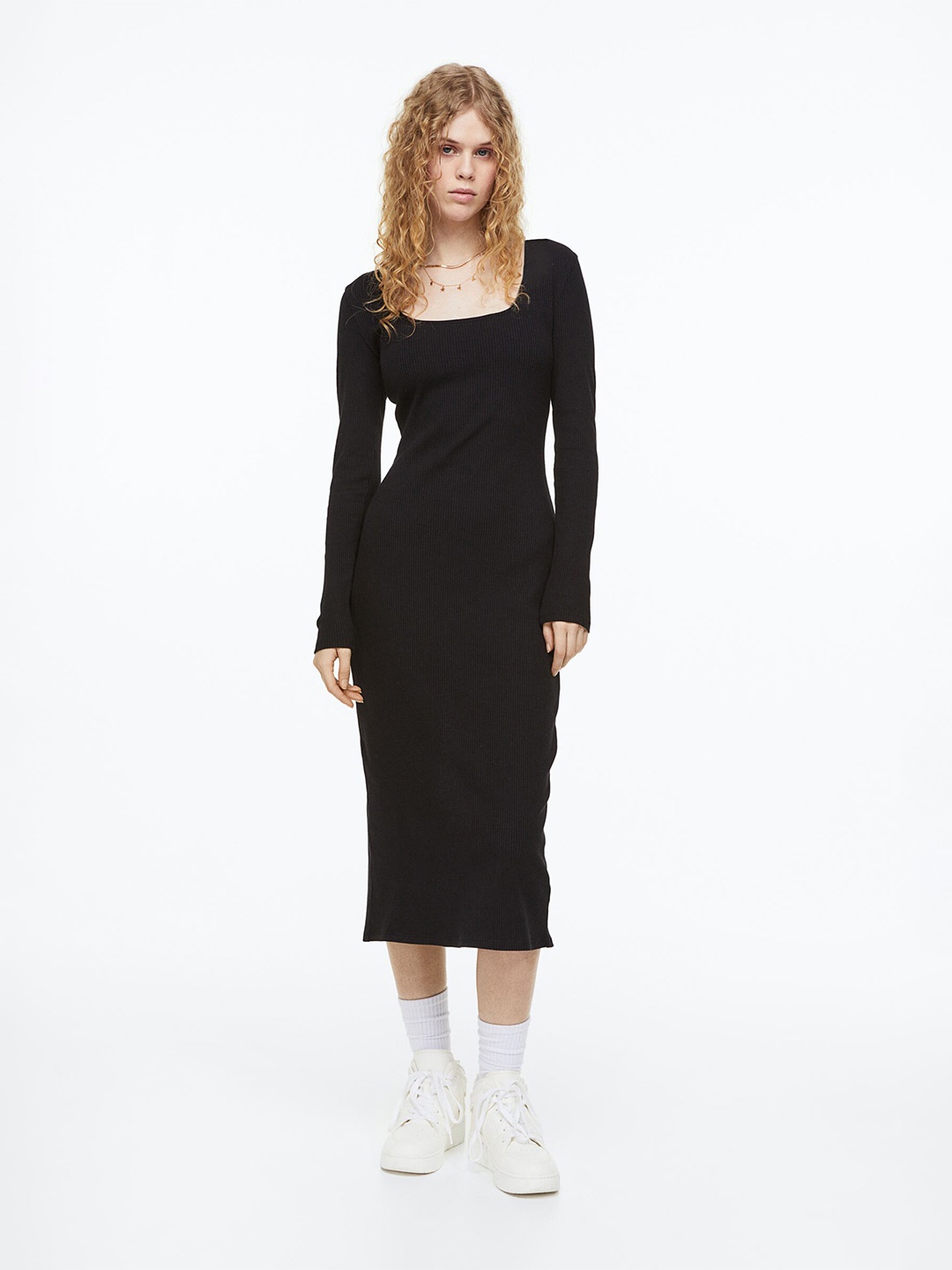 

H&M Ribbed Bodycon Dress, Black