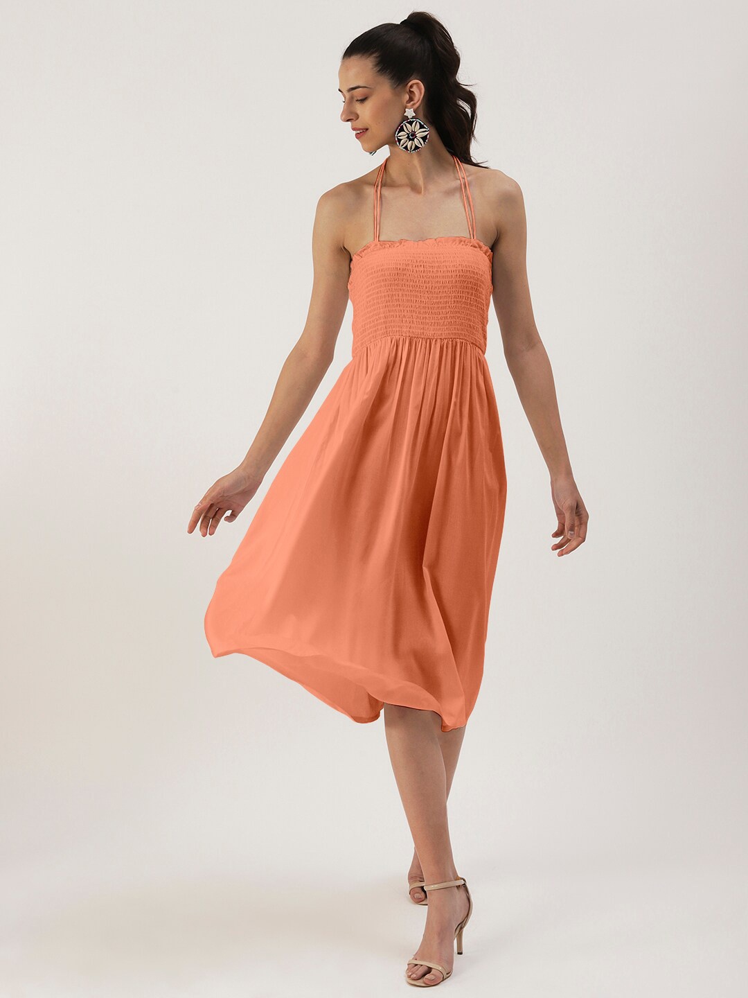 

DressBerry Halter Neck Midi Dress, Peach