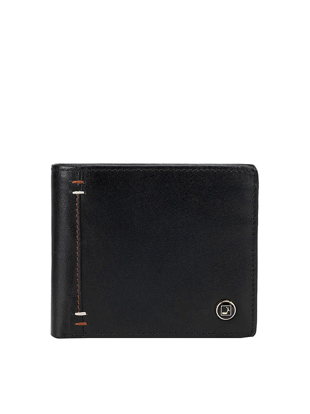 

Da Milano Men Textured Leather Two Fold Wallet, Black