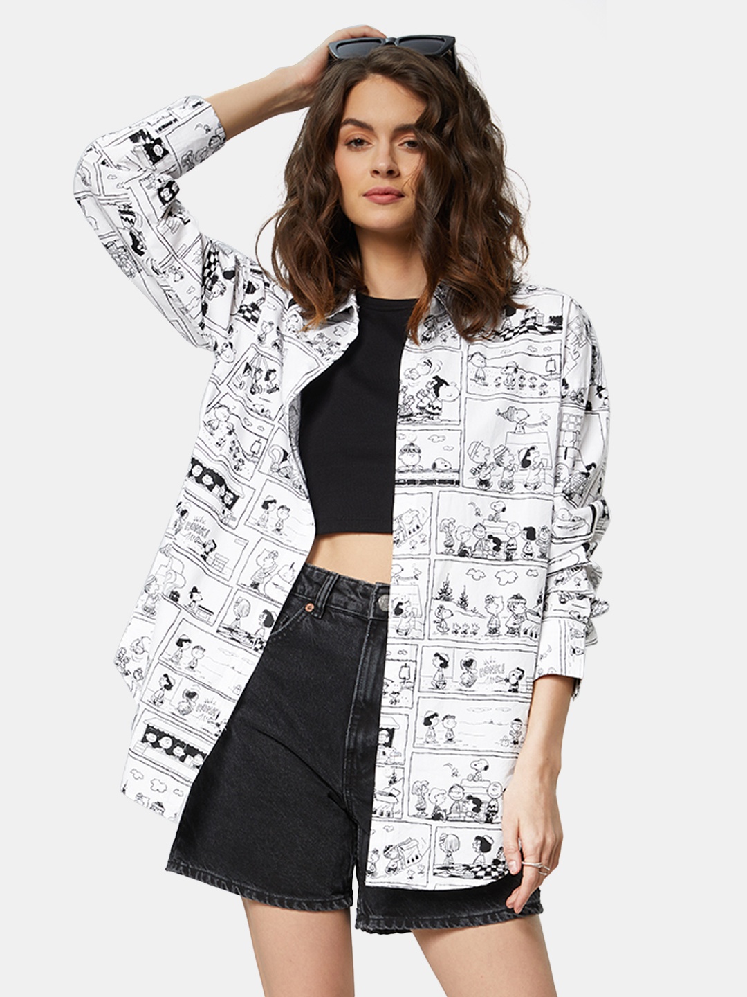 

The Souled Store Women Printed Cotton Casual Shirt, White
