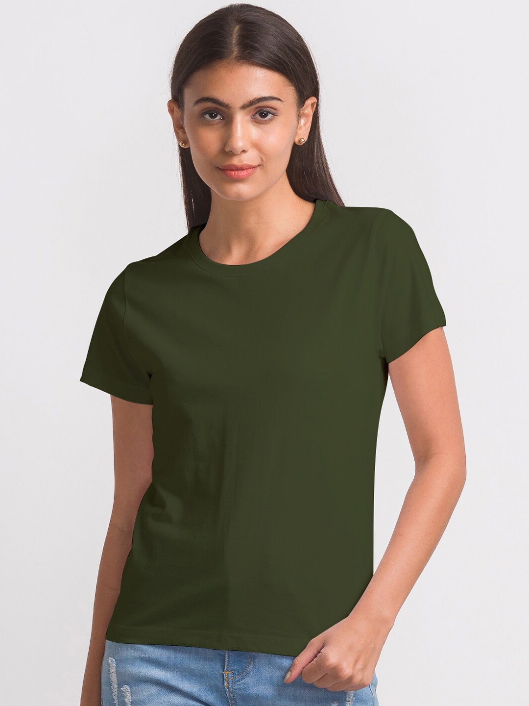 

FashionRack Women Pack Of 3 Cotton T-shirt, Olive