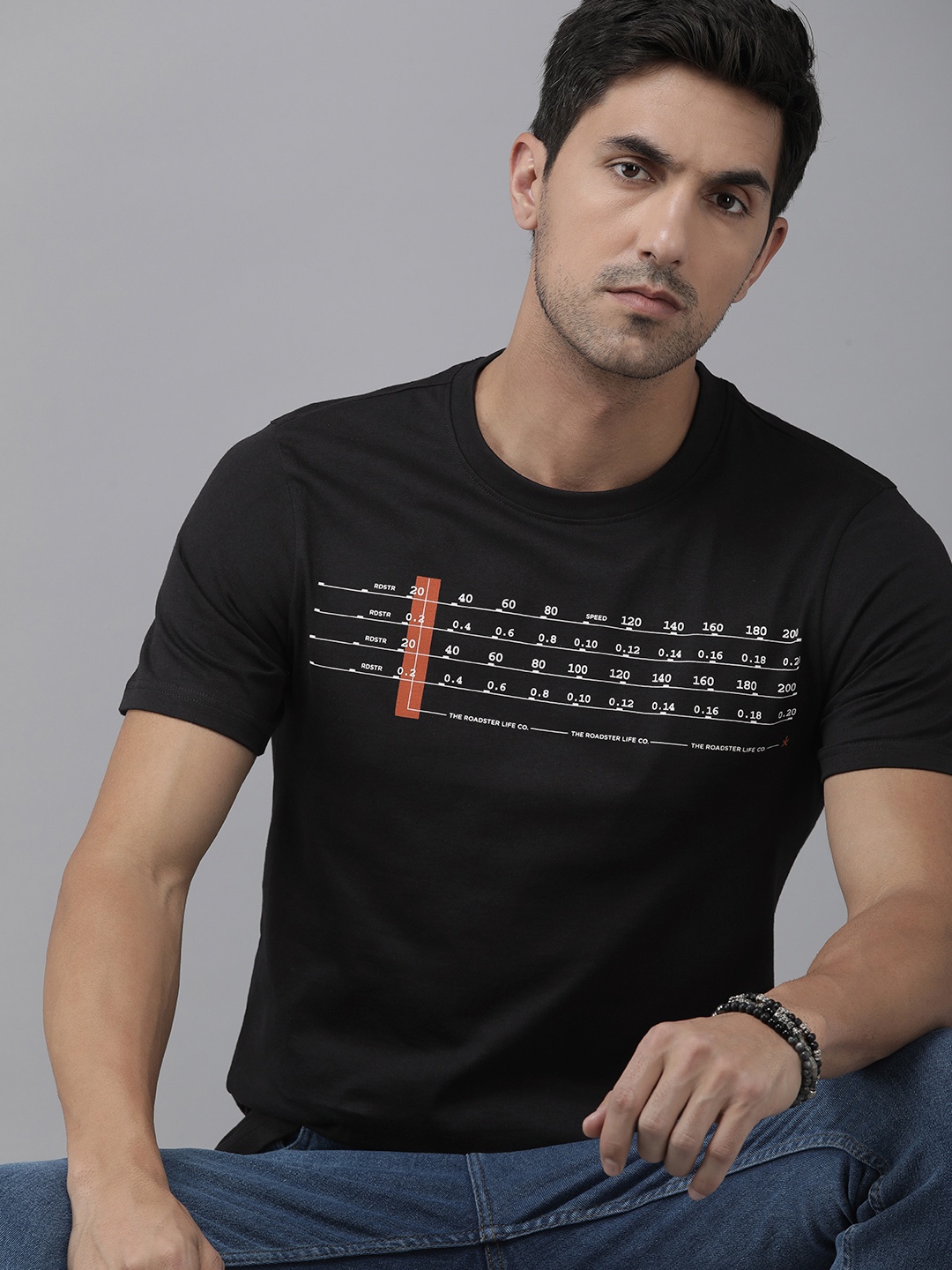 

Roadster Printed Pure Cotton T-shirt, Black