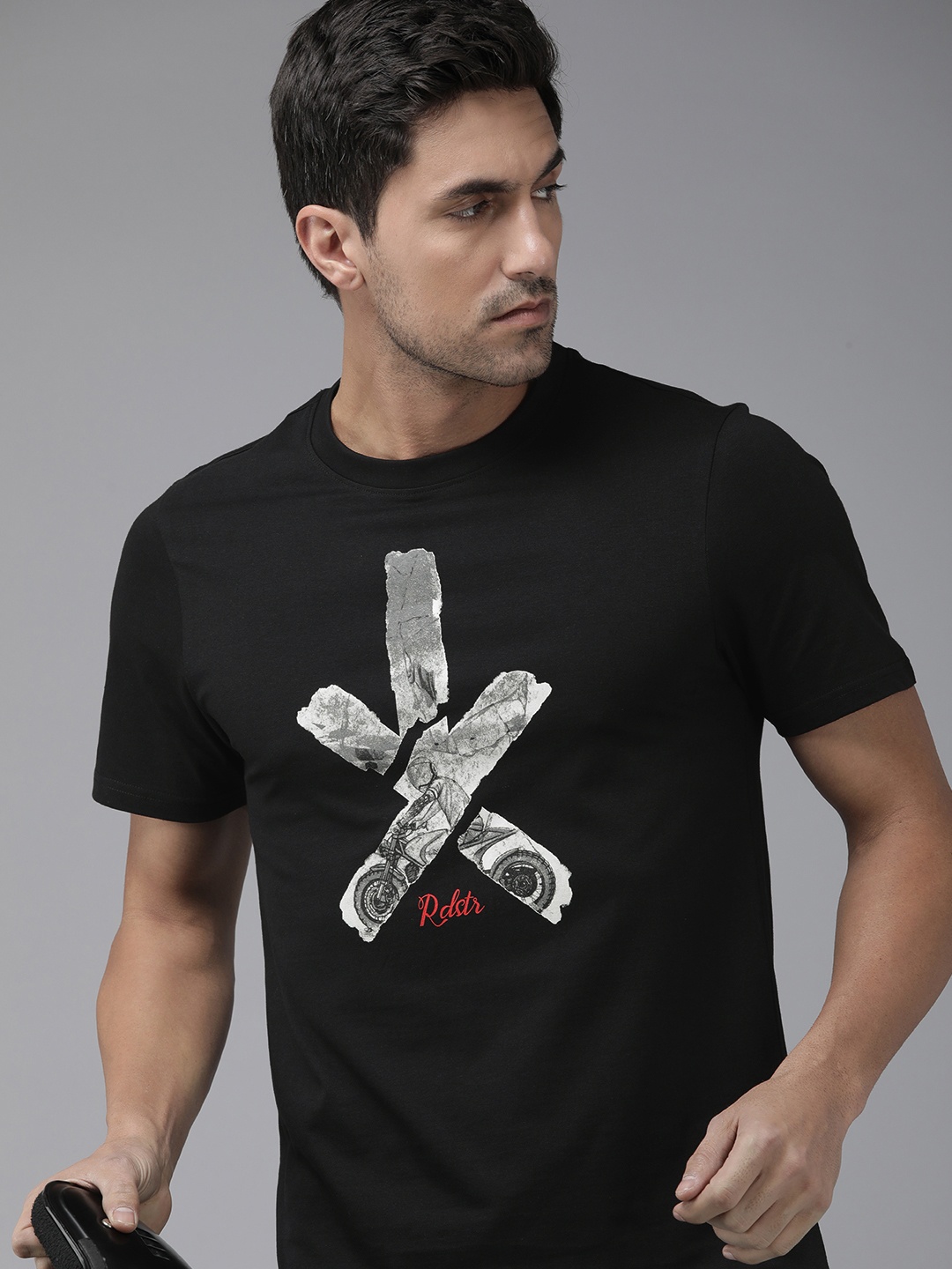 

Roadster Pure Cotton Printed T-shirt, Black