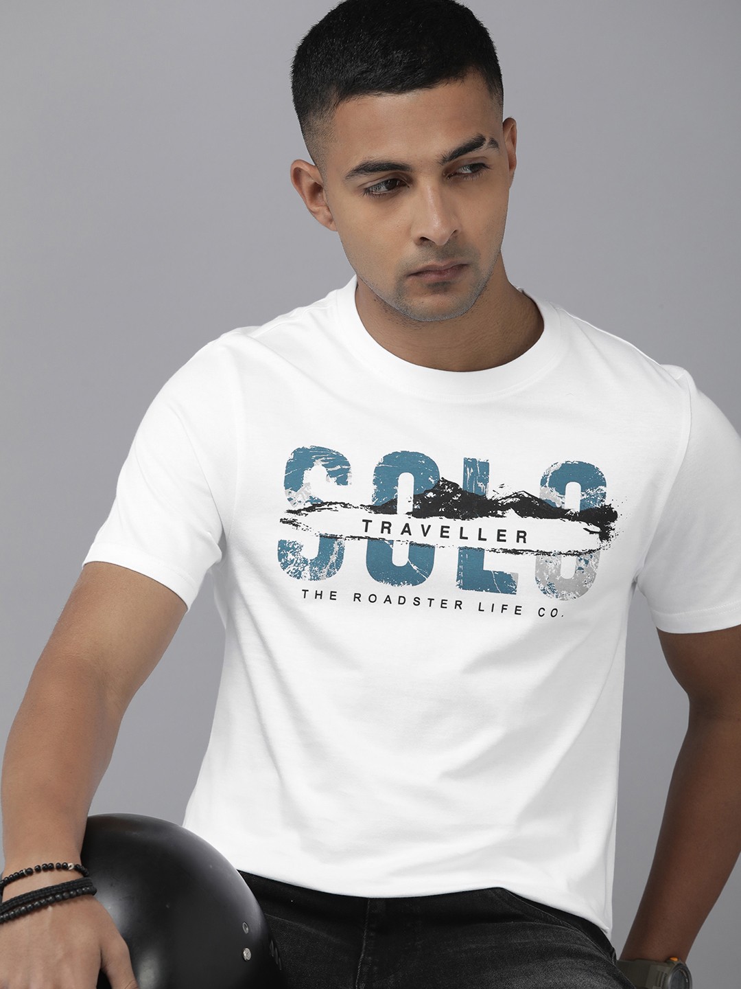 

Roadster Pure Cotton Printed T-shirt, White