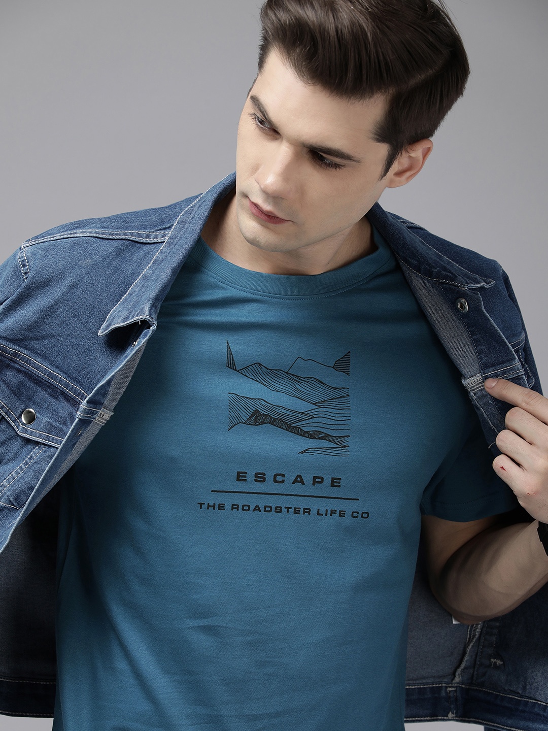 

Roadster Printed Pure Cotton T-shirt, Blue