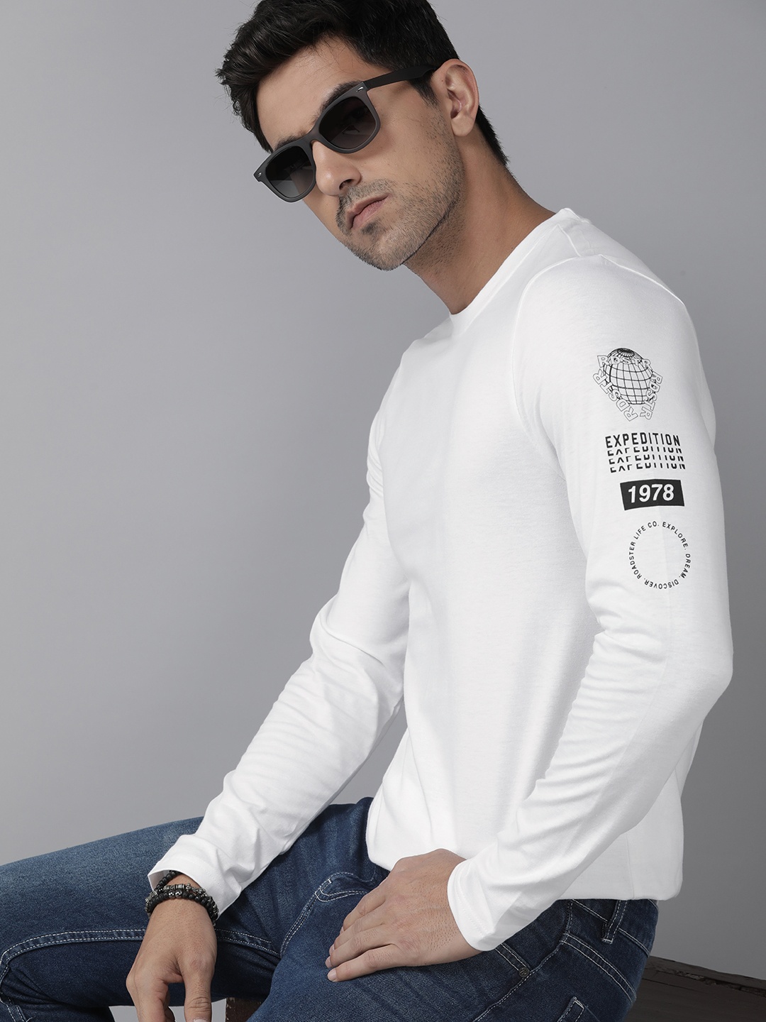 

Roadster Printed Pure Cotton T-shirt, White
