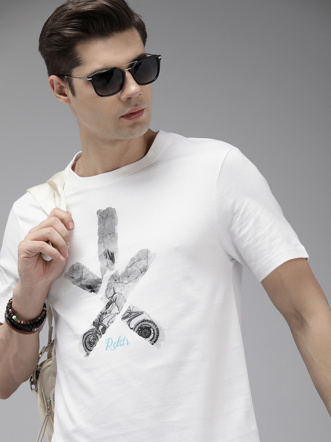

Roadster Printed Pure Cotton T-shirt, White