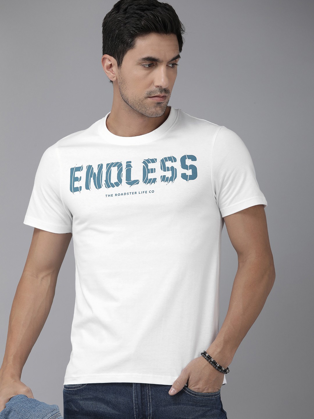 

Roadster Pure Cotton Printed T-shirt, White