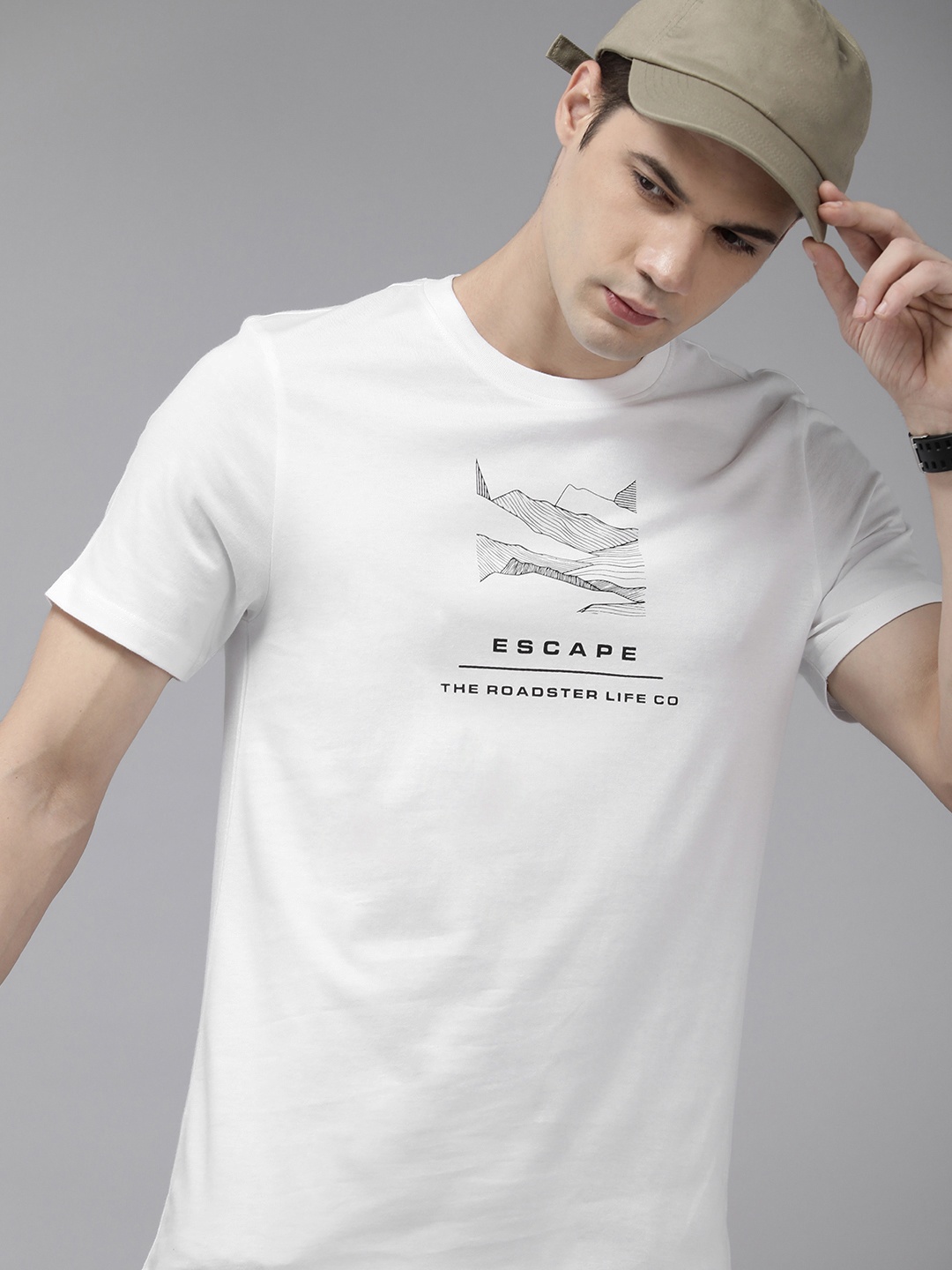 

Roadster Printed Pure Cotton T-shirt, White