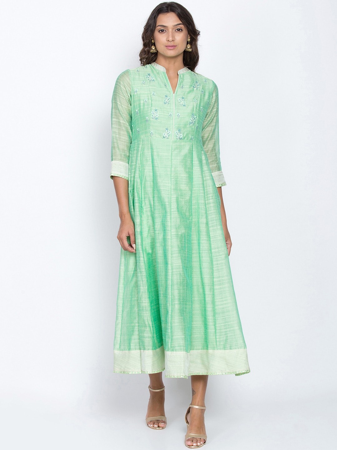 

Be Indi Women Embroidered A-line Dress, Green