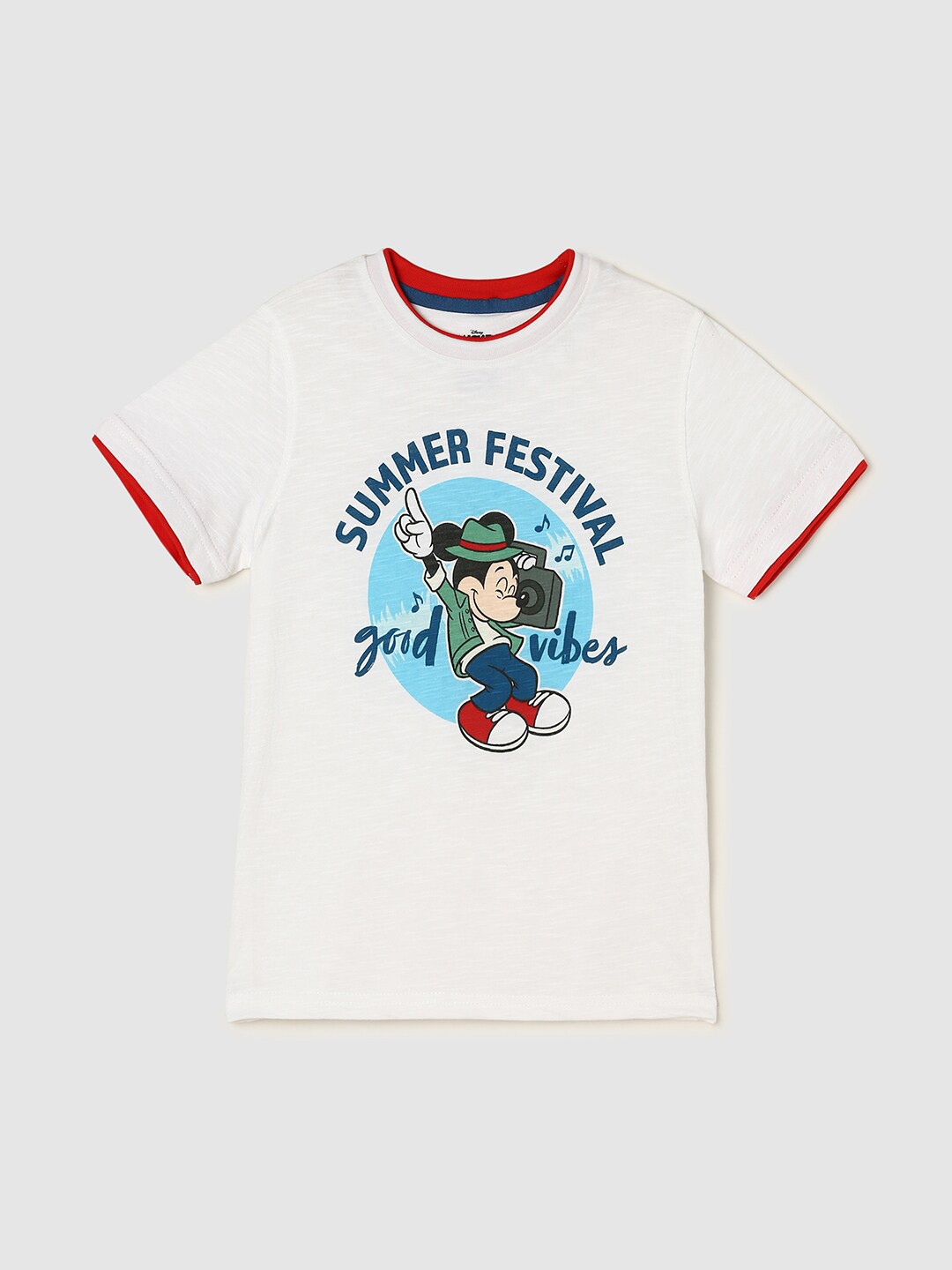 

max Boys Typography Printed Pure Cotton T-shirt, White