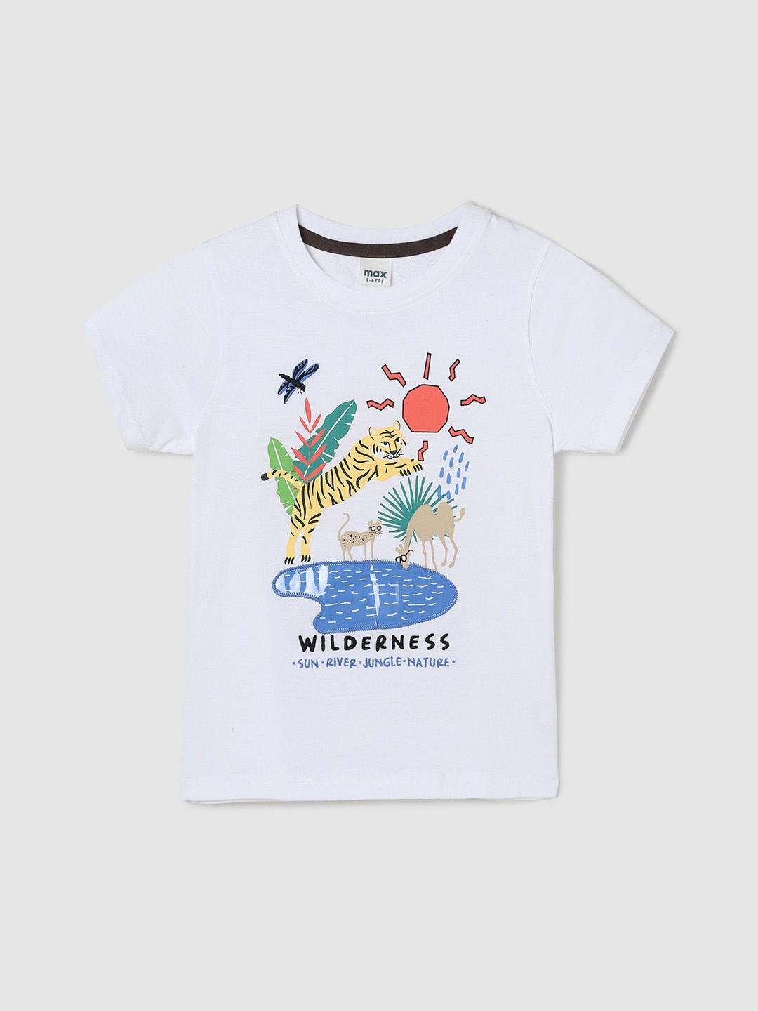 

max Boys Conversational Printed Pure Cotton T-shirt, White