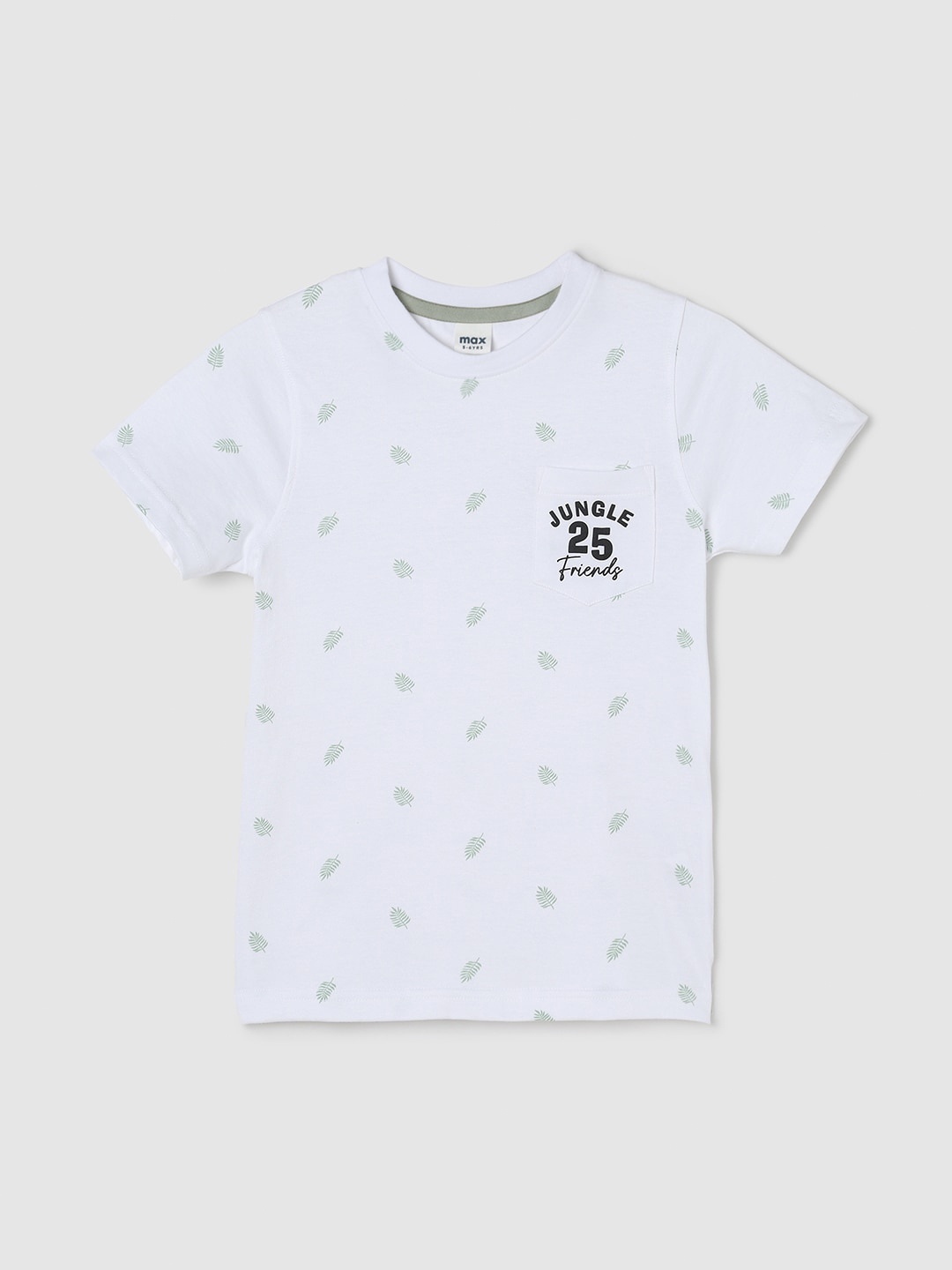 

max Boys Printed Pure Cotton T-shirt, White