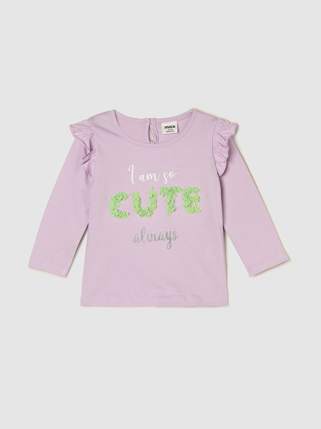 

max Girls Typography Printed Pure Cotton T-shirt, Lavender
