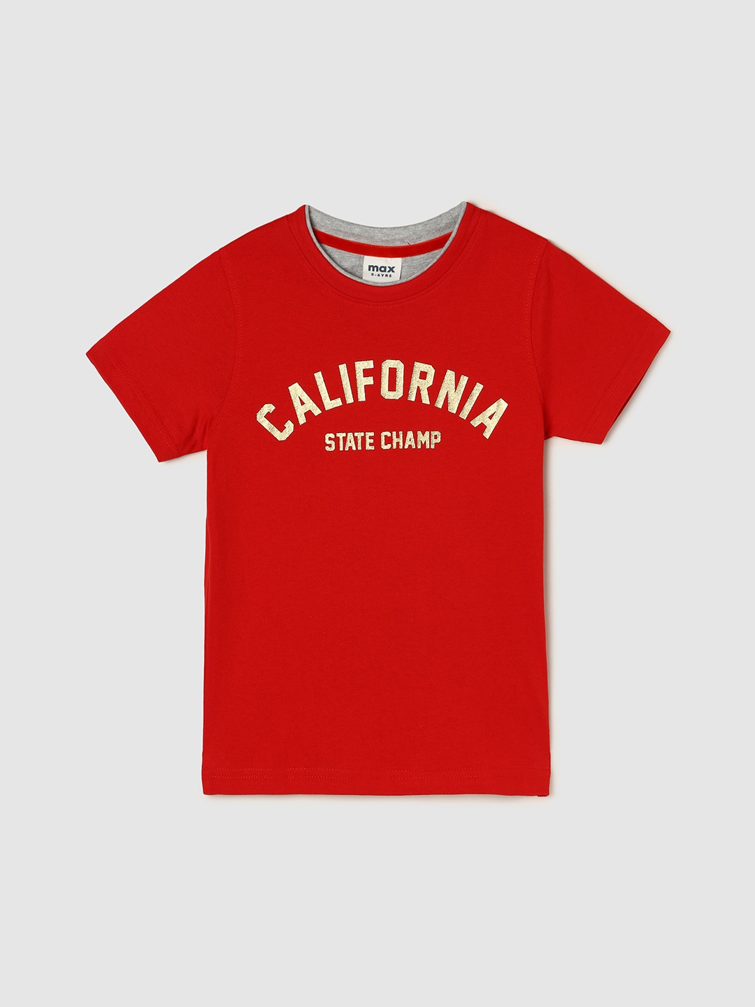 

max Boys Printed Pure Cotton T-shirt, Red