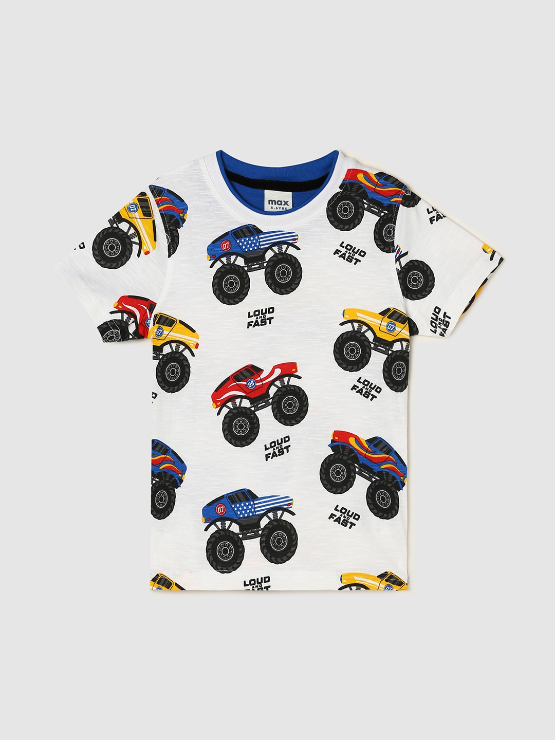

max Boys Graphic Printed Pure Cotton T-shirt, Off white