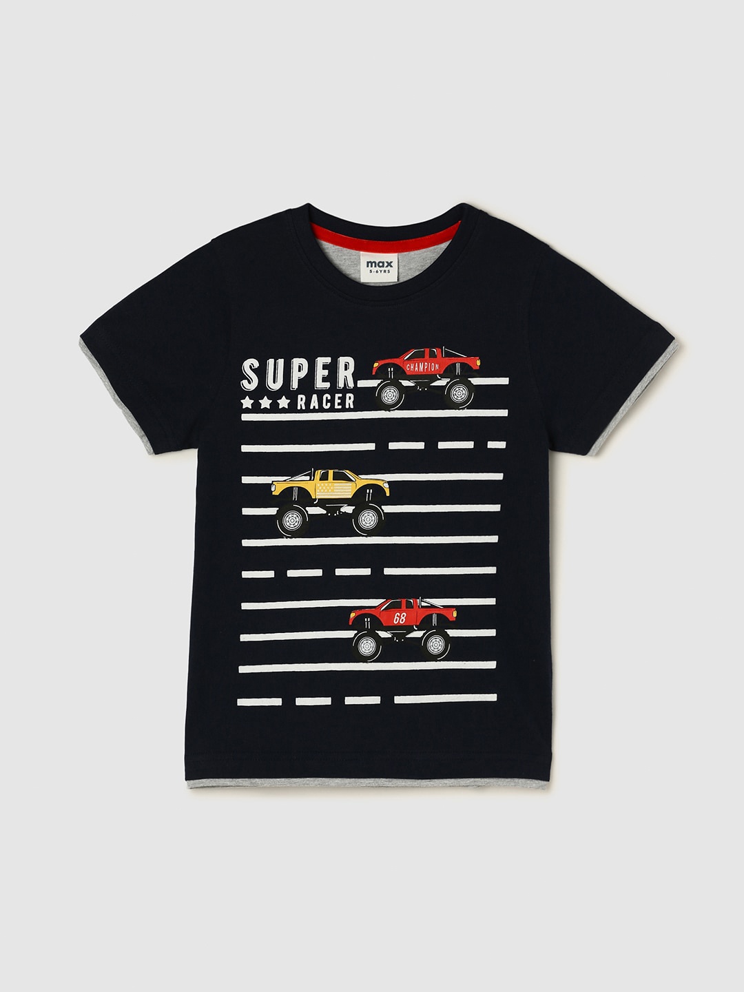 

max Boys Graphic Printed Cotton T-shirt, Navy blue