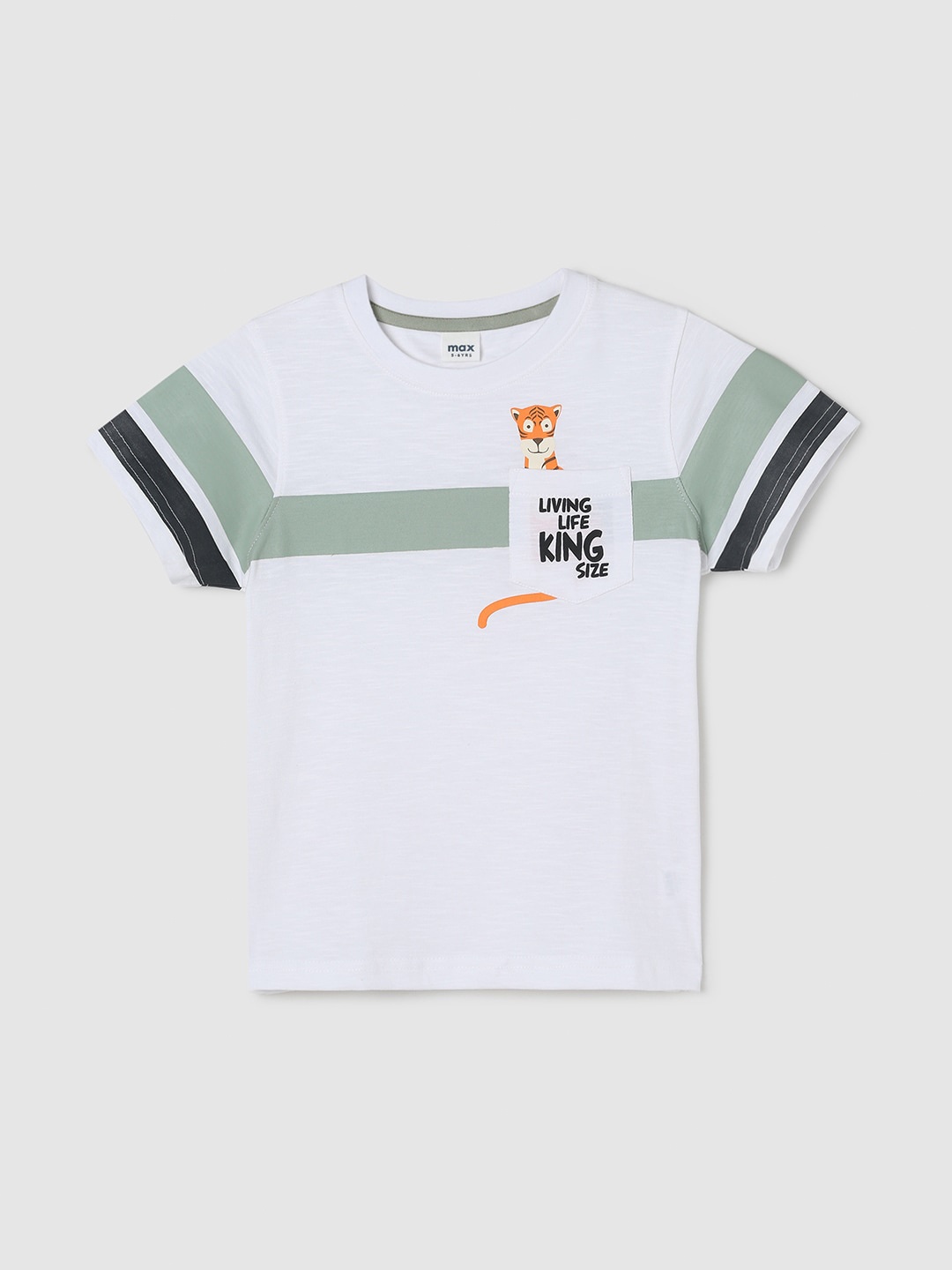 

max Boys Colourblocked Pure Cotton T-shirt, White