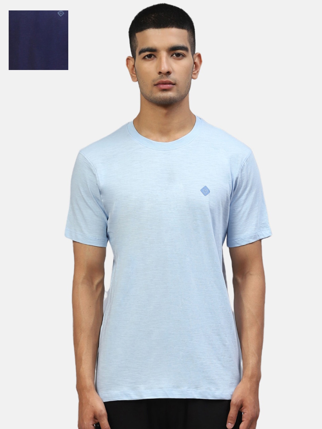 

Almo Wear Men Pack Of 2 Cotton Lounge Tshirts, Navy blue