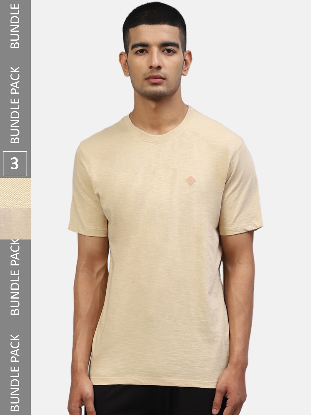 

Almo Wear Men Pack Of 3 Cotton Lounge Tshirts, Tan