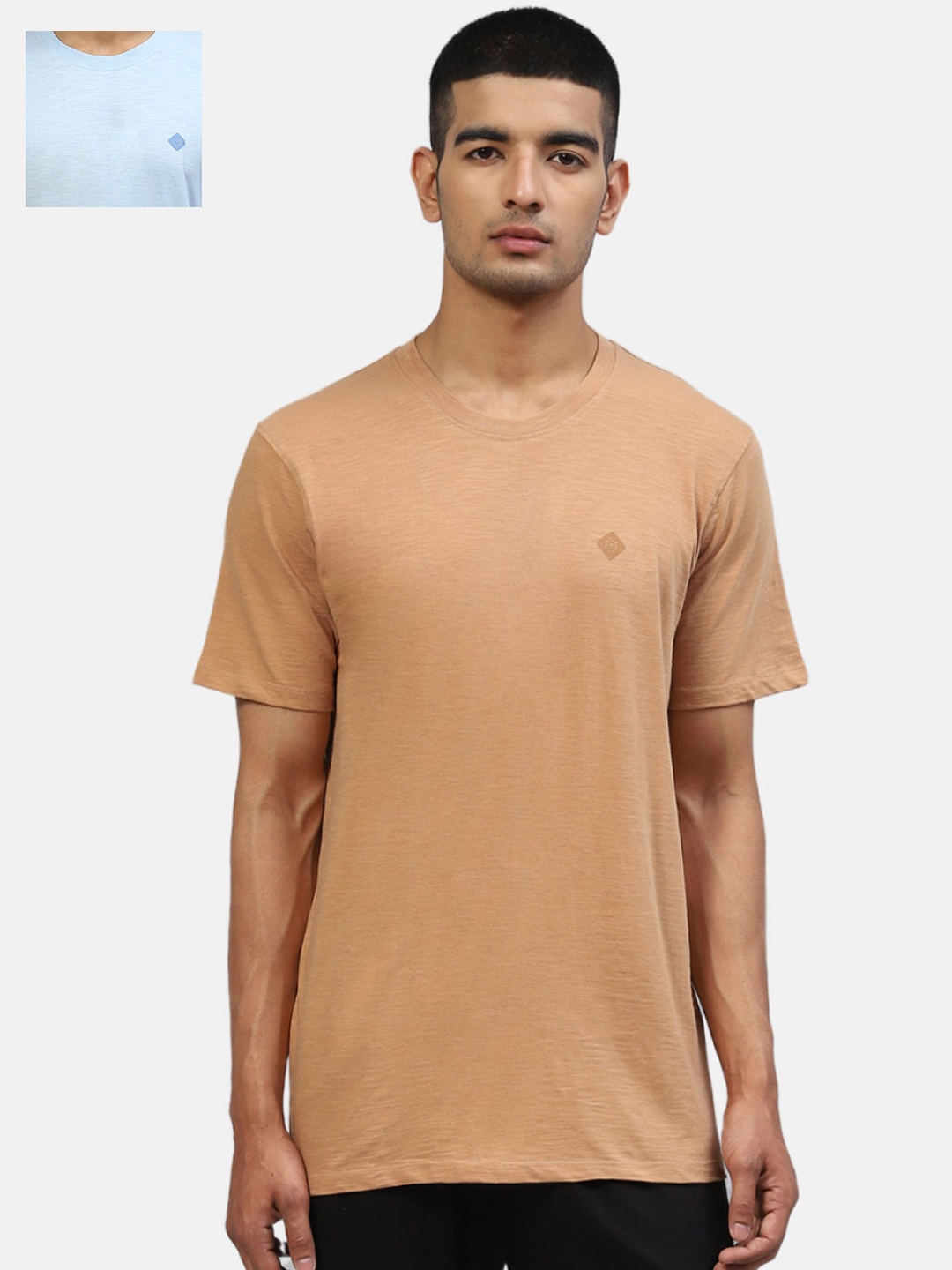 

Almo Wear Men Pack Of 2 Cotton Slub Anti-Microbial Tshirts, Blue