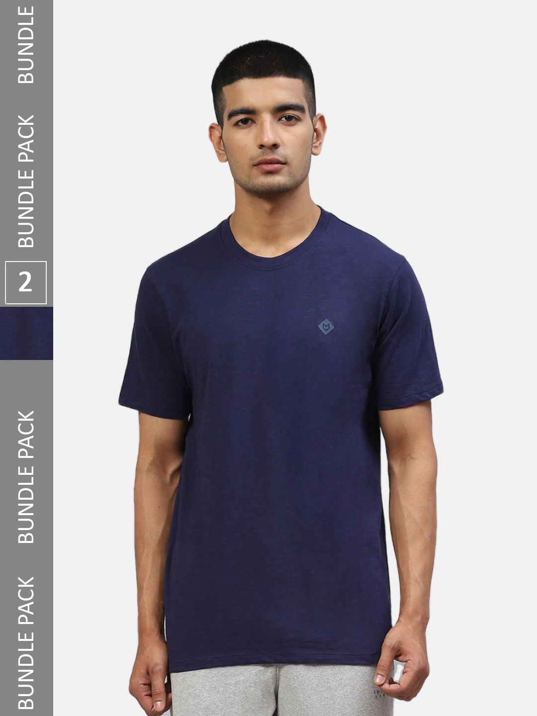 

Almo Wear Men Pack Of 2 Cotton Slub Lounge Tshirts, Navy blue