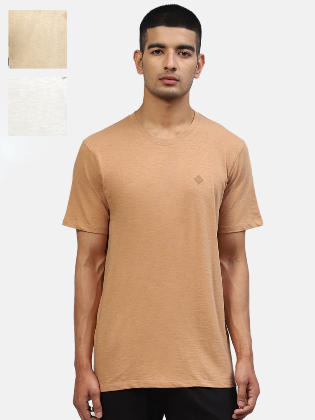 

Almo Wear Men Pack Of 3 Cotton Slub Anti-Microbial Tshirts, White