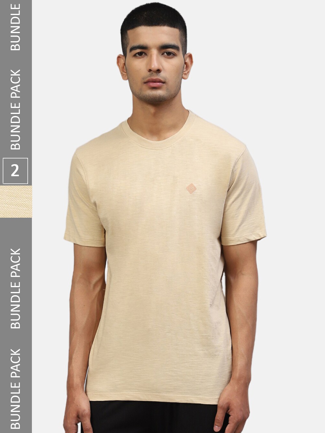 

Almo Wear Men Pack Of 2 Cotton Slub Anti-Microbial Lounge Tshirts, Tan