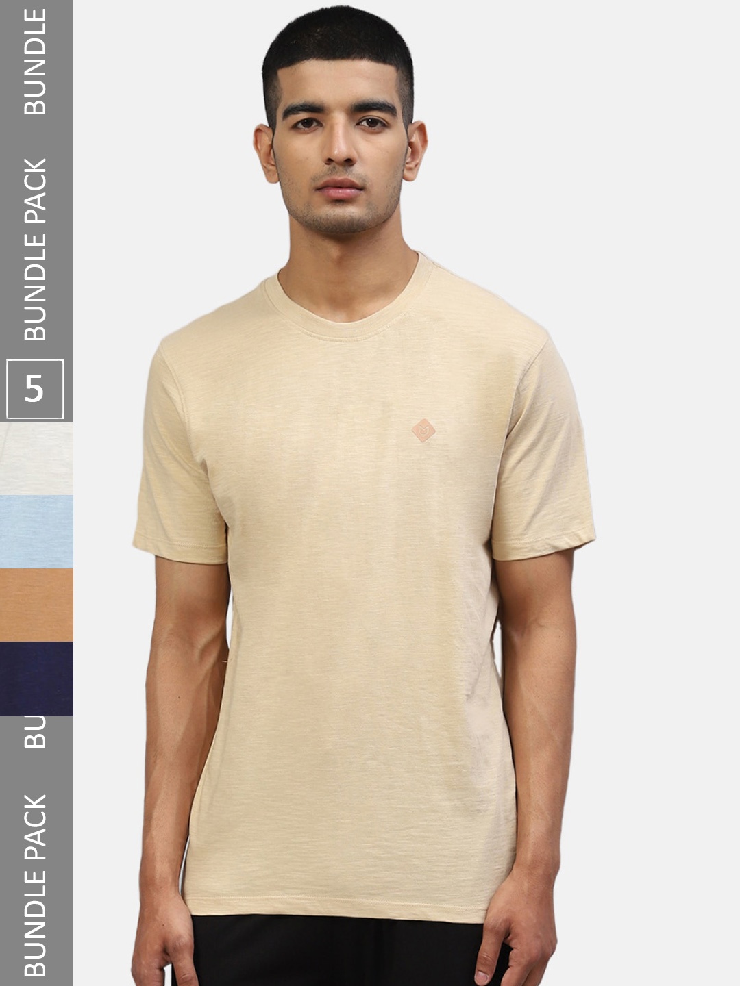 

Almo Wear Men Pack Of 5 Cotton Slub Anti-Microbial Lounge Tshirts, White