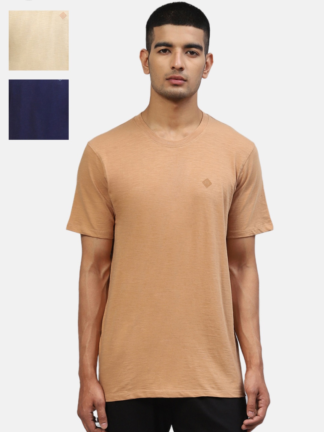 

Almo Wear Men Pack Of 3 Cotton Slub Tshirts, Navy blue