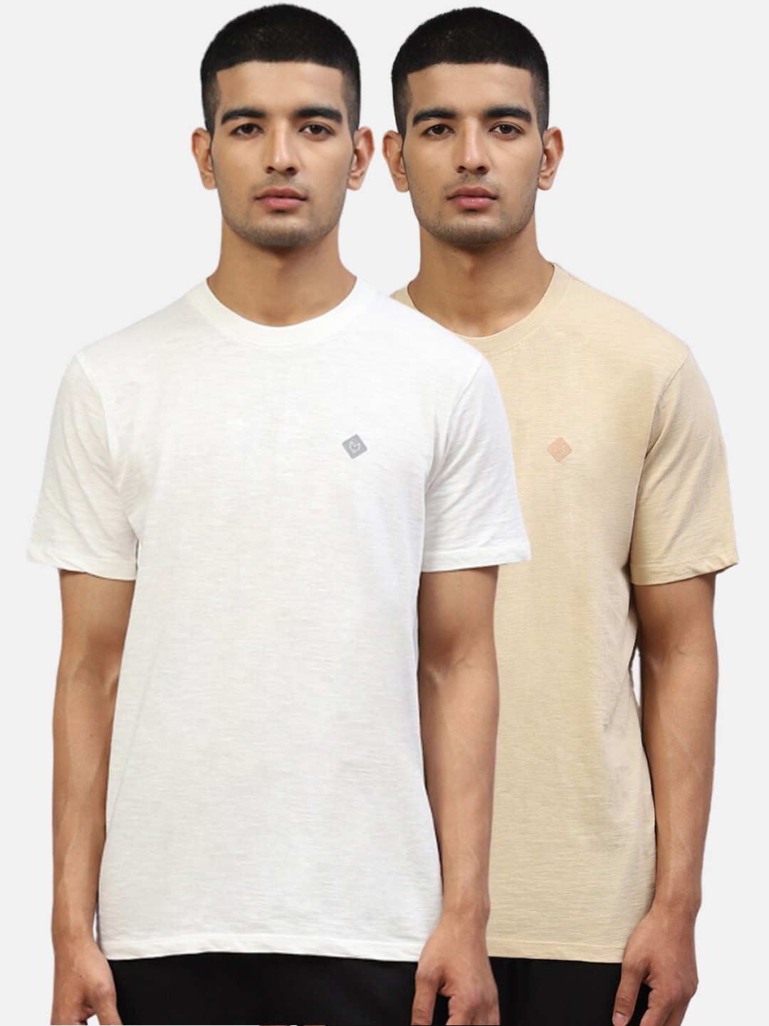 

Almo Wear Men Pack Of 2 Cotton Slub Anti-Microbial Lounge T-Shirts, White