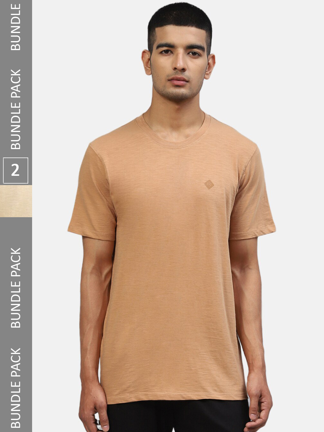 

Almo Wear Men Pack Of 2 Cotton Slub Anti-microbial Lounge T-Shirt, Tan