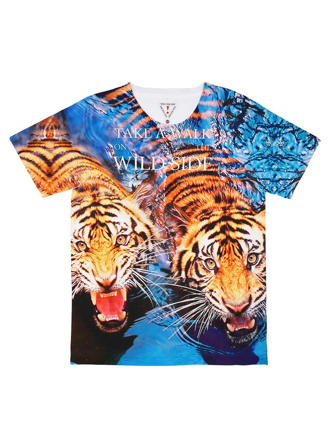 

Wear Your Mind Boys Blue & Orange Printed Round Neck T-shirt