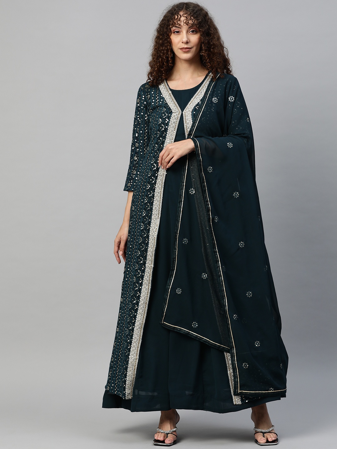 

Readiprint Fashions Embroidered Semi-Stitched Dress Material, Teal