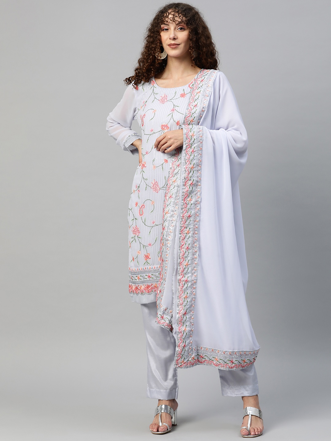

Readiprint Fashions Embroidered Semi-Stitched Dress Material, Lavender