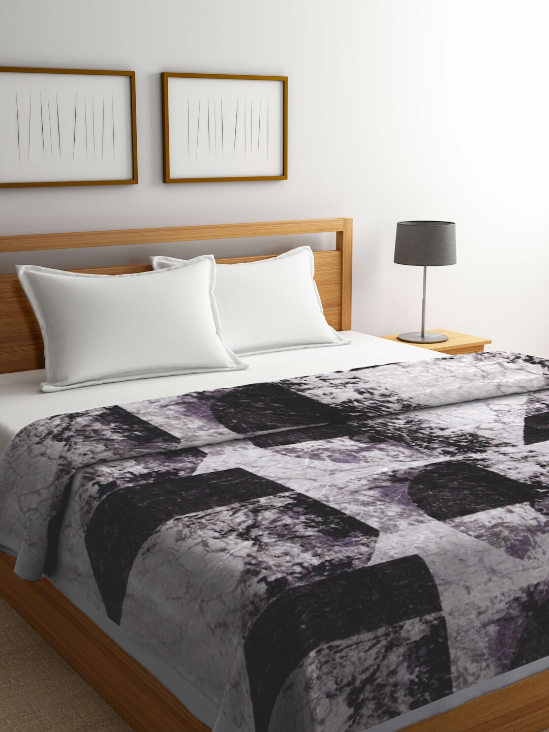 

KLOTTHE Purple & Grey Abstract Heavy Winter 1000 GSM Woolen Double King Blanket