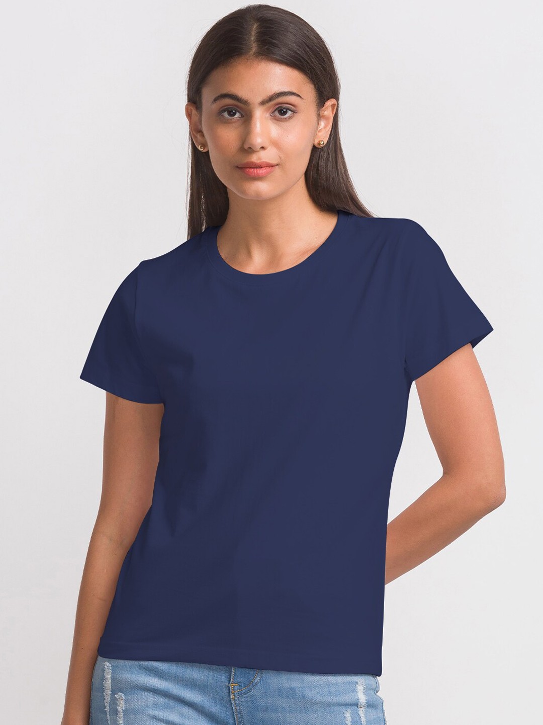 

FashionRack Women Pack Of 3 Cotton T-shirt, Navy blue