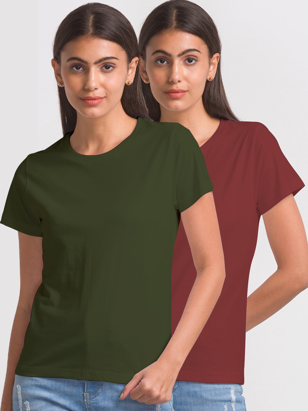 

FashionRack Women Pack Of 3 Cotton T-shirt, Maroon