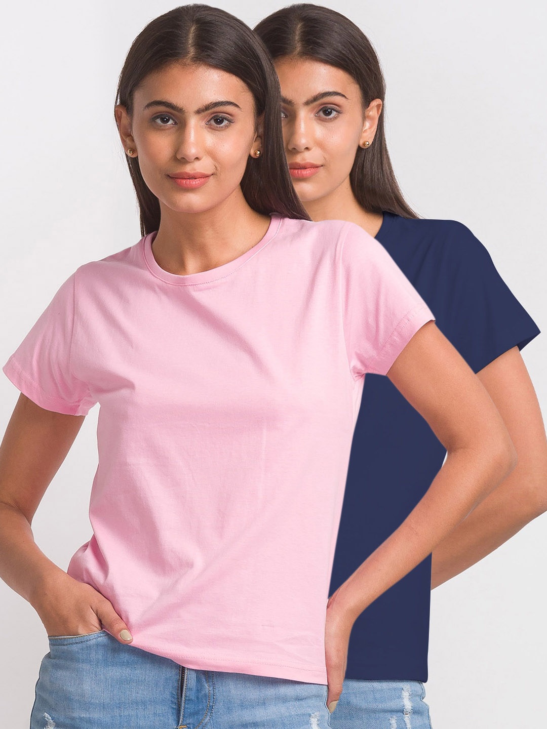 

FashionRack Women Pack Of 3 Cotton T-shirt, Pink