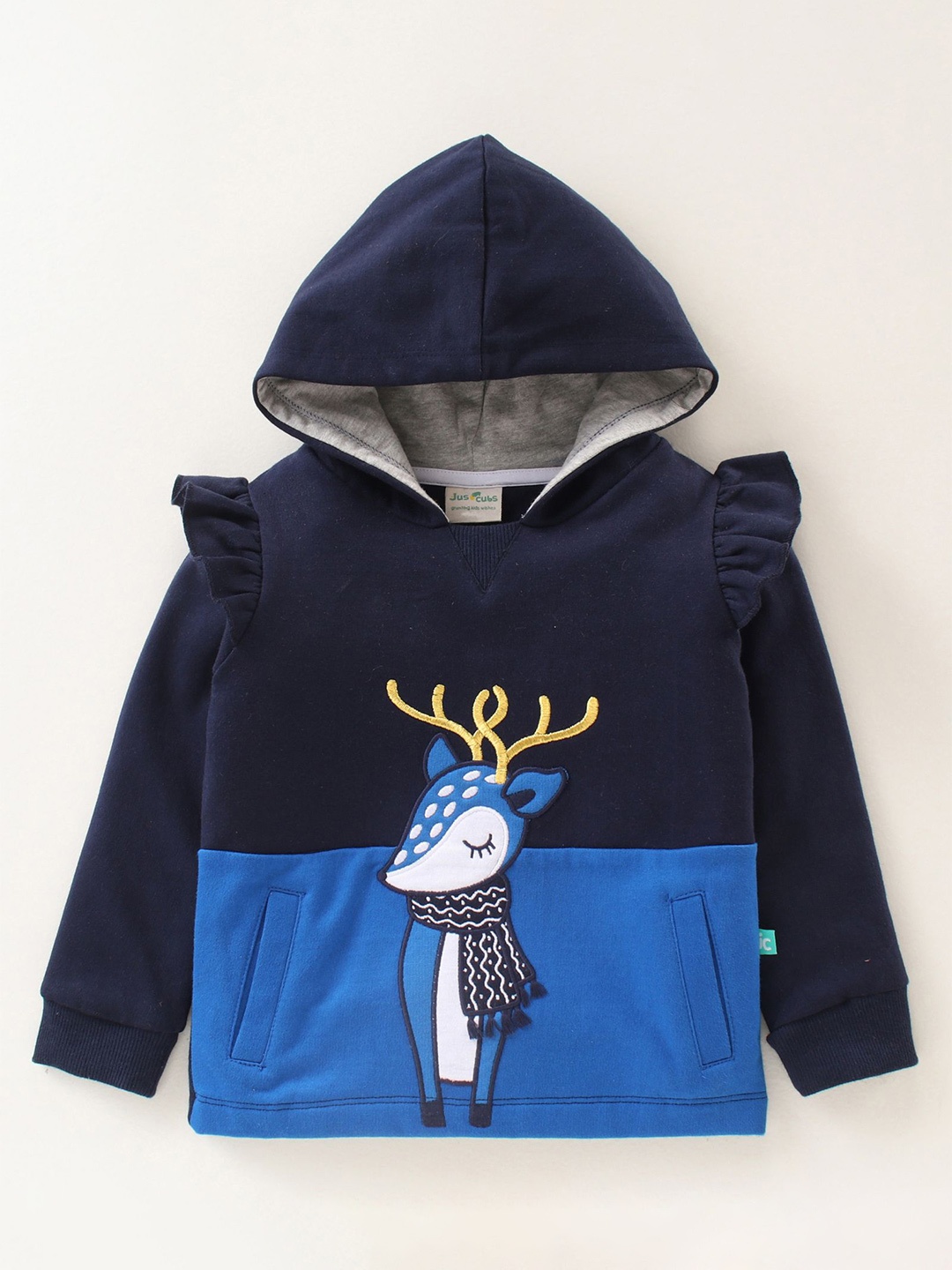 

JusCubs Girls Colourblocked Cotton Sweatshirt, Navy blue