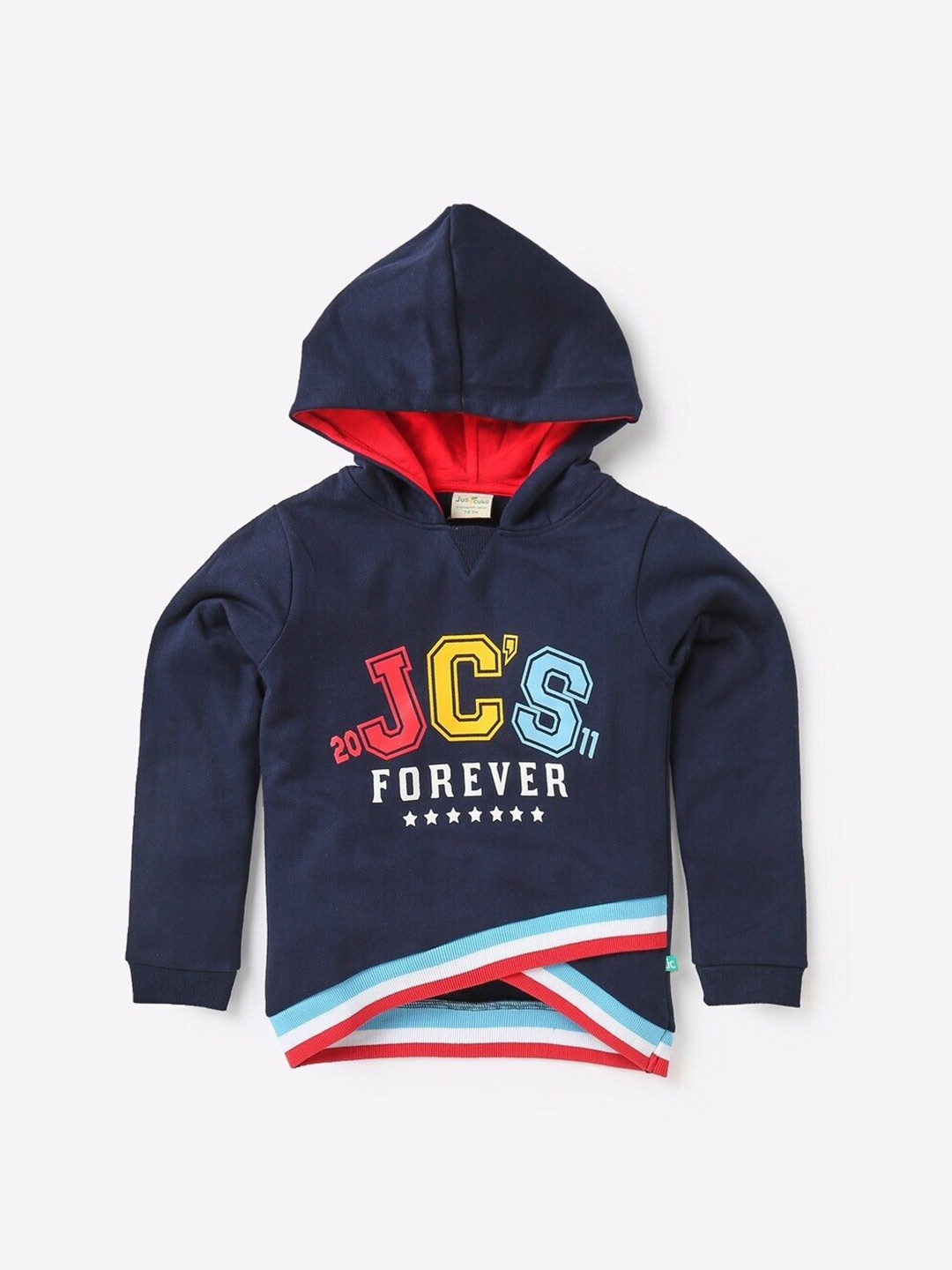 

JusCubs Girls Printed Hooded Cotton Sweatshirt, Navy blue