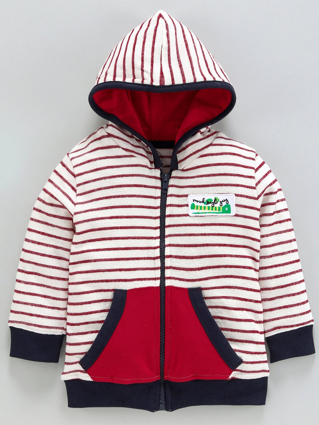 

JusCubs Boys Striped Front-Open Hooded Cotton Sweatshirt, Red